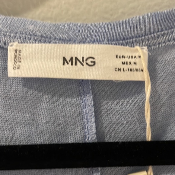 NWT Mango linen tee v-neck in periwinkle - Picture 2 of 6